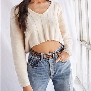 Cropped Ribbed High-low Sweater